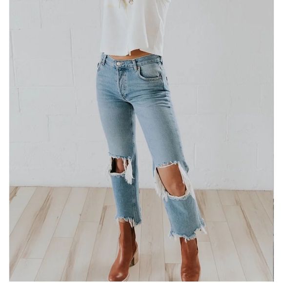 Free People Denim - Free People Jeans Maggie Mid Rise Straight Leg Size 31